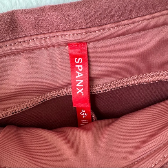 Spanx Faux Suede Leggings Rich Rise Pink High Wasited Rise Shaping - Picture 7 of 8